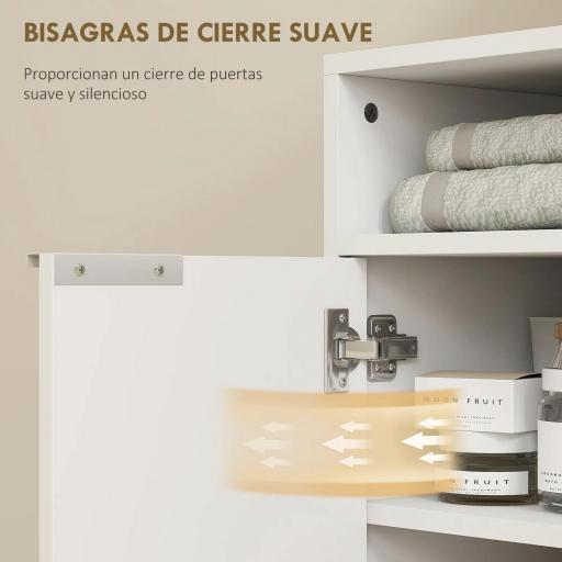 Mueble bajo Lavabo con 2 Puertas Acanaladas y Compartimento Abierto para Lavabo sin Pedestal 60x33x63 cm Blanco [6]