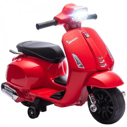 Moto Eléctrica para Niños de 2-6 Años con Batería 6V Faro Bocina y Ruedas Auxiliares Rojo [9]