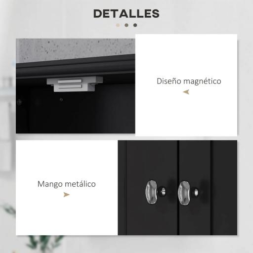 Armario de Baño de Pared Armario Colgante Mueble Suspendido de Baño con 2 Puertas y 2 Cajones 50,8x17,8x66 cm Negro [4]