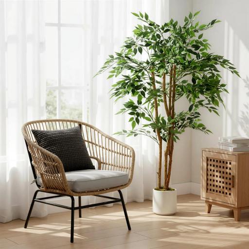 Ficus Artificial 150 cm Planta Artificial con 1116 Hojas y Maceta Planta Artificial Decorativa para Interior Verde [6]