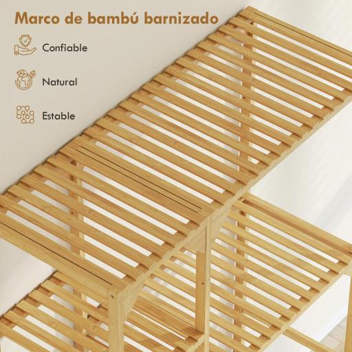 Estantería para Lavadora de Bambú Mueble para Lavadora o Inodoro con Estantes Reversibles y Ajustables Madera Natural [6]