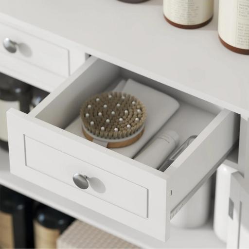 Armario Auxiliar de Baño con Cajones de Estilo Clásico Mueble Auxiliar de Pasillo Dormitorio 60x30x75 cm Blanco [6]