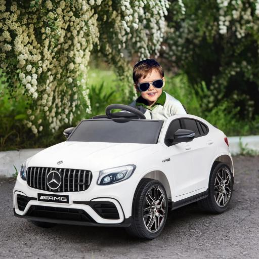 Coche Eléctrico para Niño +3 Años con Licencia de Mercedes 12V con Mando a Distancia Música y Luces Blanco