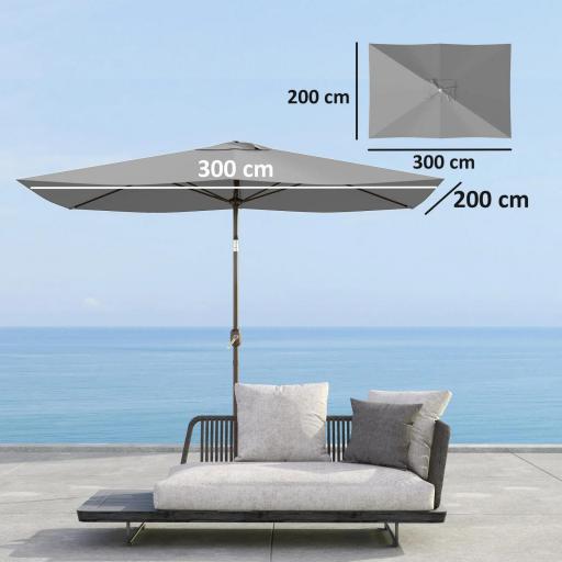 Toldo de Recambio de Sombrilla de 3x2 m Toldo de Repuesto para Sombrilla con Ventilación Superior Protección UV 50+ Gris [1]