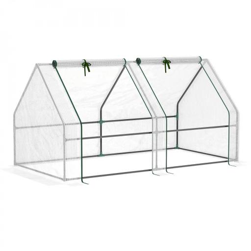 Mini Invernadero de Jardín Terraza 180x90x90cm Tipo Caseta Tubo de Acero con 2 Ventanas Enrollables Vivero Casero Blanco [8]