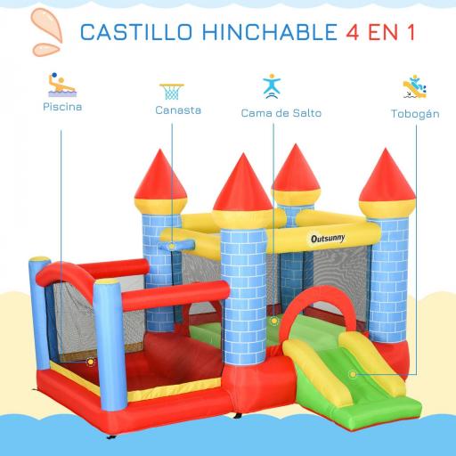 Castillo Hinchable para Niños con Tobogán Cama de Salto Inflador y Bolsa de Transporte para Interior y Exterior 280x260x210 cm Multicolor [2]
