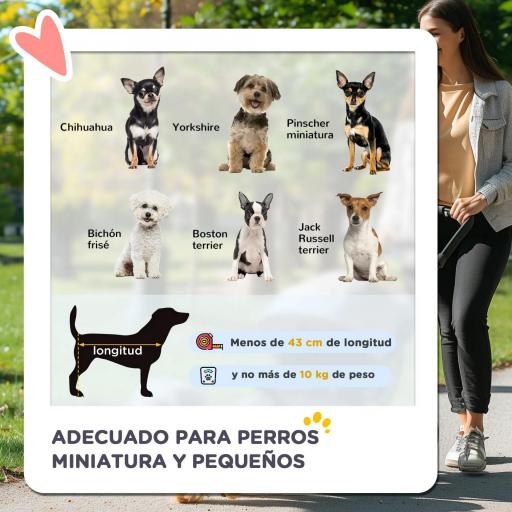 Carrito para Perros con Mango Reversible Cesta de Almacenamiento y Cuerda de Seguridad 76,5x52x95cm Marrón [2]