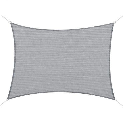 Toldo Vela Rectangular 4x3 m Protección Rayos UV con Bolsa de Transporte Anillas de Acero Inoxidable y Cuerdas Gris [8]