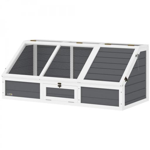Casa para Tortugas de Madera sin Base con Tapas Abatible Puerta Frontal Abrible y Pestillos 120x55x50 cm Gris Claro [10]