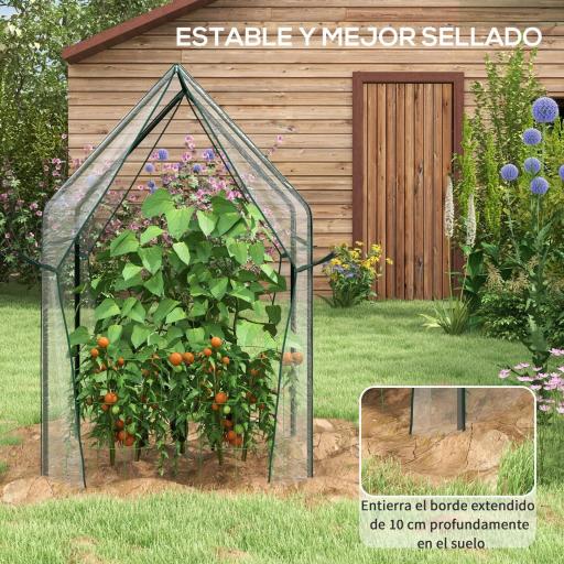 Invernadero de Terraza con 2 Puertas con Cremallera Anti-UV para Cultivo de Plantas Flores 90x90x145 cm Transparente [6]