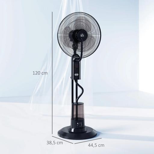Ventilador de Pie con Nebulizador 3 Velocidades 3 Modos Oscilación de 70° Depósito de 3,2L y Mando 44,5x38,5x120cm Negro [1]