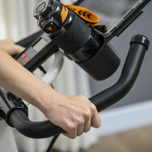 Bici Estática con Resistencia Regulable Volante de Inercia 8 kg Pantalla LCD Manillar y Asiento Ajustable Blanco [7]