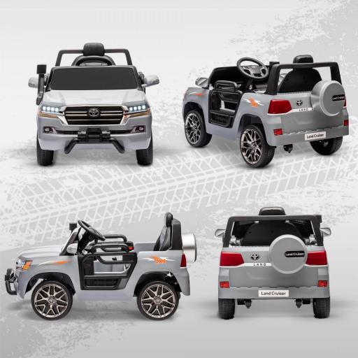 Coche Eléctrico para Niños de +3 Años Toyota LAND CRUISER con Batería 12V Mando a Distancia y Música MP3 Gris [7]