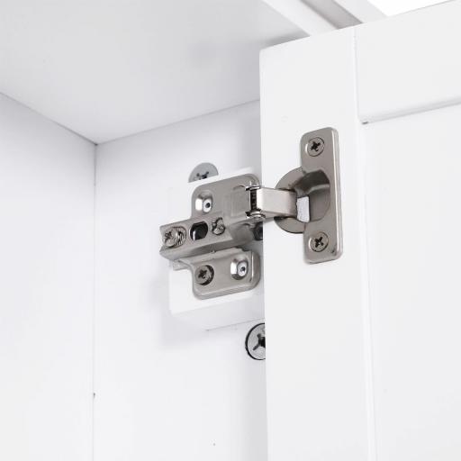 Armario de Baño de Pared Multifuncional Gabinete para Ahorro de Espacio con 3 Niveles Abiertos 1 Puerta Estante Ajustable Antivuelco 53x14,5x50,5 cm Blanco [6]
