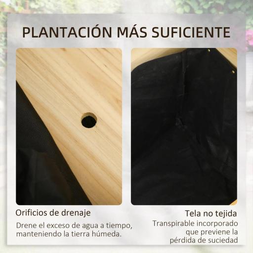 Jardinera Elevada de Madera Macetero Exterior en Forma de L con Tela no Tejido Huerto Urbano 120x120x50 cm Natural [5]