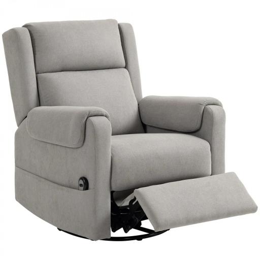 Sillón Relax Reclinable Eléctrico Giratorio y Basculante con Reposapiés Ajustable Mando a Distancia Gris Claro [9]