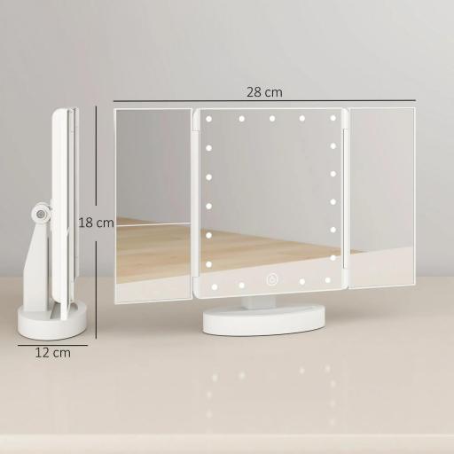 Espejo Maquillaje con Luz Aumento 1X/2X/3X Rotación Libre de 180° 21 Luces LED Interruptor Táctil Blanco [1]