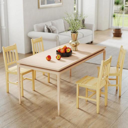 Juego de 2 Sillas de Comedor de Madera Sillas de Cocina con Respaldo de Listones, Asiento Amplio Madera Natural [7]