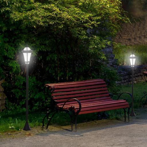  2 Farolas Solares de Jardín con Luz LED Blanca 6000K IP44 Set de 2 Farolas de Exterior 18,5x18,5x129 cm Negro