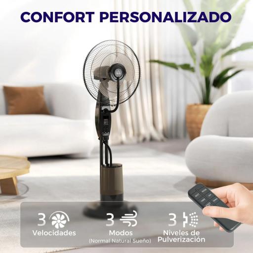 Ventilador Nebulizador de 3 Velocidades con Temporizador 3 Modos y Depósito 3,2L 44,5x38,5x120 cm Negro [5]
