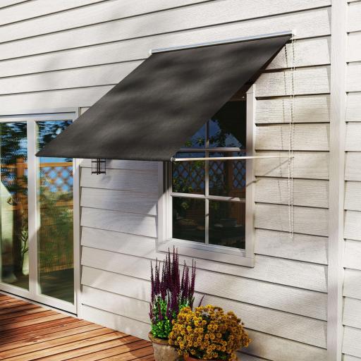 Toldo Retráctil de Exterior con Marco de Aluminio Ángulo de Inclinación Ajustable Anti-UV 150x120 cm Gris Oscuro