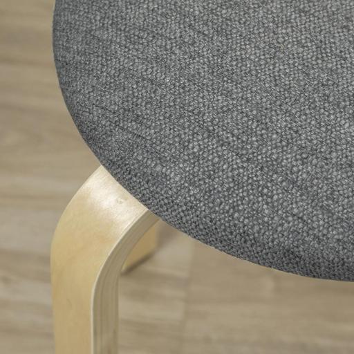 Juego de 4 Taburetes Redondos de Madera Apilables con Asiento Acolchado para Cocina Comedor Dormitorio Gris [7]