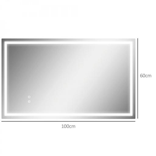 Espejo de Baño LED 100x60 cm con Luz Retroiluminado Antivaho Brillo Ajustable Montaje Vertical u Horizontal [1]