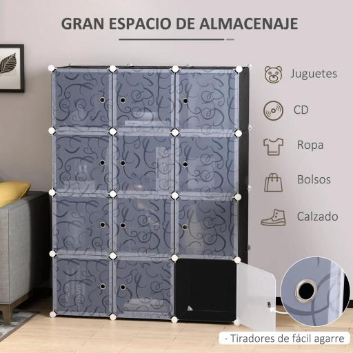 Armario Modular Plástico Estantería 12 Cubos con Puertas para Almacenamiento de Ropa Armario Ropero Organizador para Almacenamiento Juguetes y Libros Montaje en Bricolaje [3]