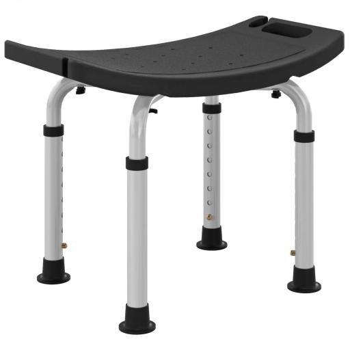 Taburete de Ducha Silla Ducha Personas Mayores con Altura Regulable de Aluminio Antideslizante Carga 135 kg Negro [8]