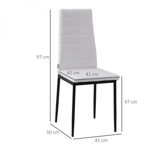 Pack de 4 Sillas de Cocina Modernas Tapizadas en Lino y Patas de Metal para Salón Carga 120 kg 41x50x97 cm Blanco [1]