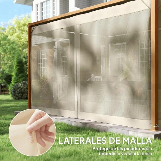Pérgola de Jardín 4x3 m con Techo Retráctil Mosquiteras Laterales de Malla y Marco de Aluminio para Terraza Natural [3]