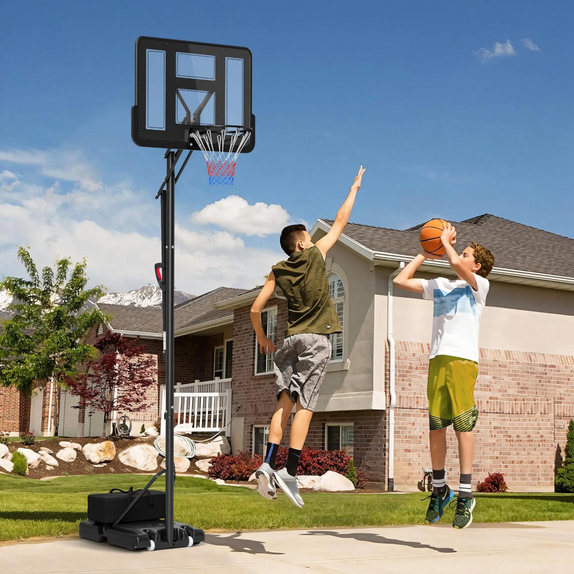 Canasta de Baloncesto para Exteriores/Interiores Altura Ajustable 235-305 cm con Ruedas Base Rellenable Bolsa de Peso