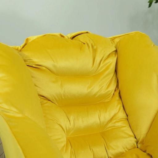 Sillón de Salón con Otomana Sillón de Relax con Bolsillos Laterales y Patas de Acero para Sala de Estar Dormitorio Amarillo [4]