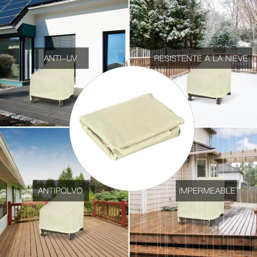 Funda Protectora para Muebles de Jardín 68x87x77cm Funda de Tela Oxford 600D Impermeable para Patio Terraza Color Beige [7]