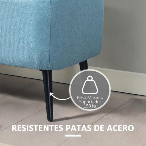 Banco de Almacenaje con Tapa Abatible y Patas de Acero para Dormitorio Salón Entrada 101x38,5x44,5 cm Azul Claro [5]
