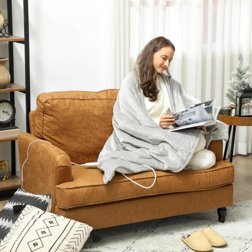 Manta Eléctrica 180x130 cm 10 Niveles de Temperatura Temporizador Lavar a Máquina, Pantalla LED Gris