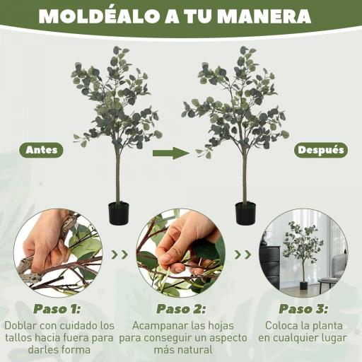 Planta Artificial Decorativa de 120 cm Eucaliptus Sintético con 230 Hojas en Maceta para Interior Verde [8]
