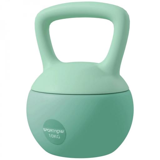 Pesa Rusa 10 kg Kettlebell Relleno de Arena Metálica y Mango Antideslizante para Entrenamiento en Casa 21x21x30 cm Verde [8]