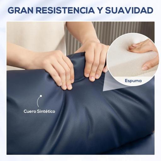Sillón de Masaje Reclinable con Mando a Distancia Bolsillo Lateral y Temporizador Tapizado en PU 68x88x98 cm Azul Oscuro [3]