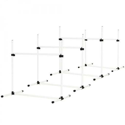 Set de Entrenamiento de Agilidad para Perros Mascotas 4 Piezas Obstáculos Vallas de Salto con Altura Ajustable y Bolsa de Transporte para Exteriores 99x65x94 cm Blanco [8]