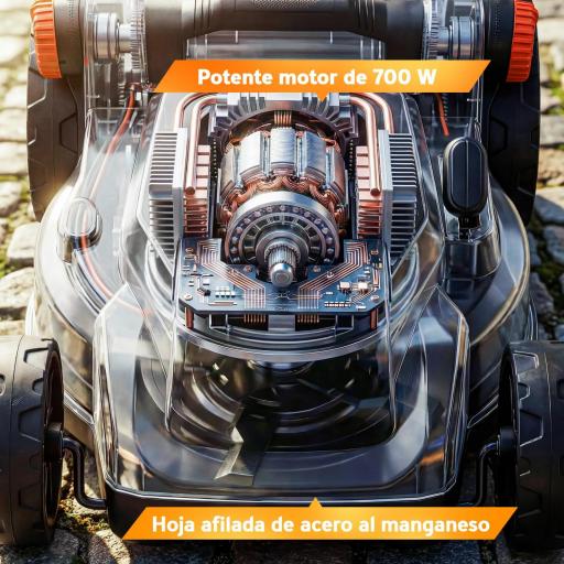 Cortacésped a Batería Inalámbrico 18V con 2 Baterías de 4Ah Ancho de Corte de 34 cm y Función de Mulching Motor 700 W [5]