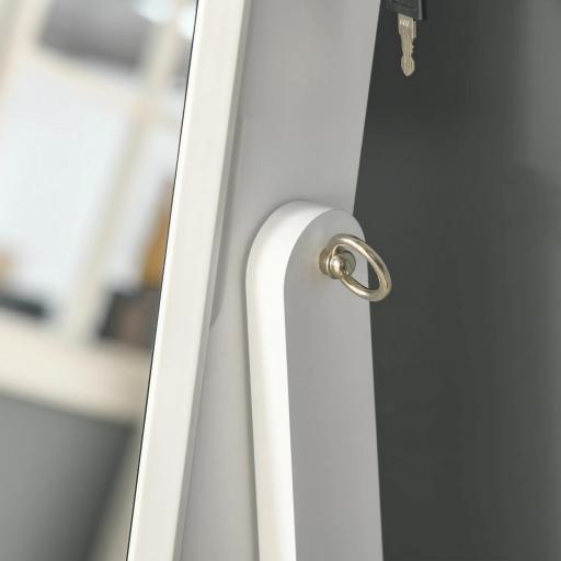 Espejo Joyero de Pie con Ángulo Ajustable y Ranuras para Pendientes Anillos y Collares 46x36,5x151,5 cm Blanco [2]