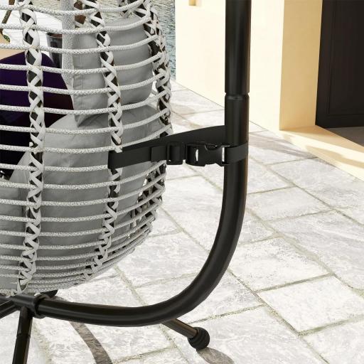 Silla Colgante con Soporte Cesta Plegable Cojín y Reposacabezas para Interior y Exterior Carga 120 kg Gris y Negro [3]