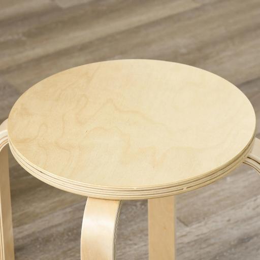 Juego de 4 Taburetes Apilables Taburetes de Madera Redondos Carga 120 kg para Cocina Salón Ø40x45 cm Madera Natural [7]