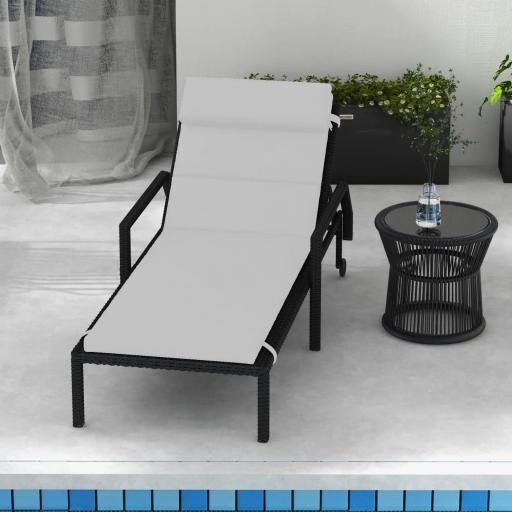 Cojín para Tumbona de Algodón 196x63x6 cm con Tela Hidrófuga Cojín de Asiento y Respaldo Gris Claro [4]