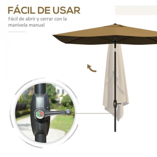 Sombrilla de Terraza Exterior 3x2 m Parasol de Terraza Exterior con Ángulo Ajustable Mástil de Aluminio y Protección UV 50+ Sombrilla para Jardín Patio Café [3]
