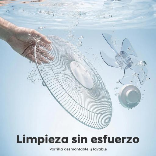 Ventilador de Pie con Control Remoto Función Wifi Altura Ajustable 3 Velocidades 3 Modos Oscilación Temporizador Blanco [3]