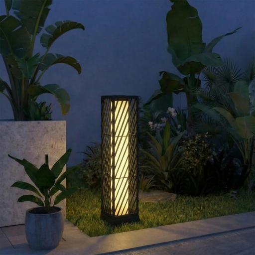 Linterna de Jardín de Ratán Farola Solar Exterior con Luces LED Encendido y Apagado Automático Impermeable IP44 Negro [5]