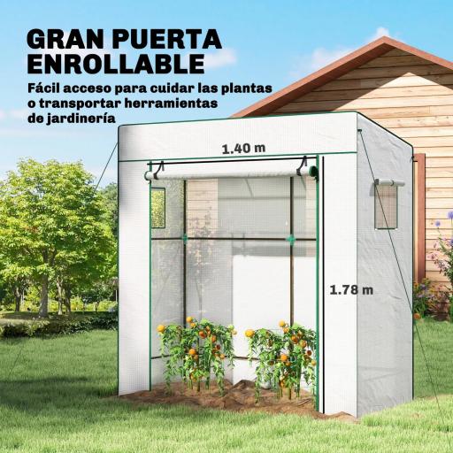 Invernadero de Exterior con Ventanas de Malla y Puerta con Cremallera para Cultivar Plantas Flores 196x77x197 cm Blanco [3]