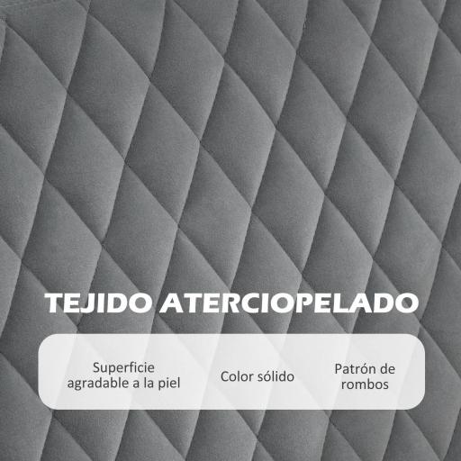 Sofá de 2 Plazas Tapizado en Terciopelo con 2 Almohadas Reposabrazos y Patas de Acero Carga 240 kg 124x69x76 cm Gris [2]